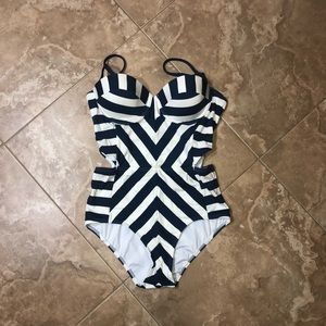 Navy blue and white swimsuit